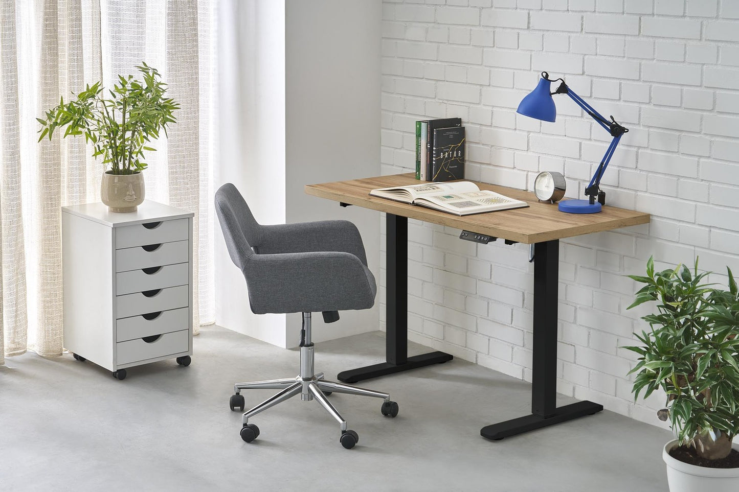 Biroja galds Juras 120/60/75-120 cm artizan ozols/melns - N1 Home