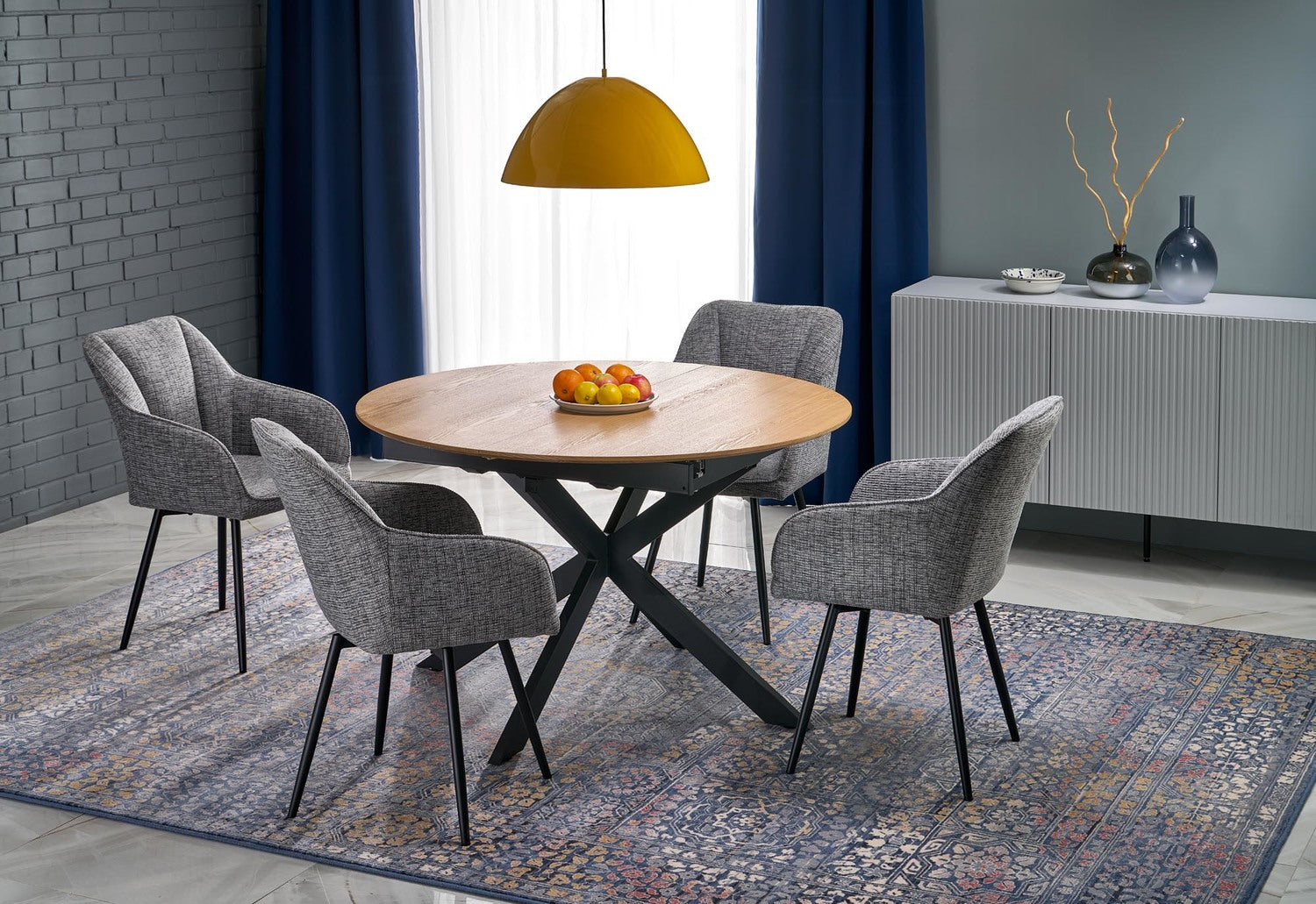 Galds Acos 120/120/75 cm dabīgs/ melns - N1 Home