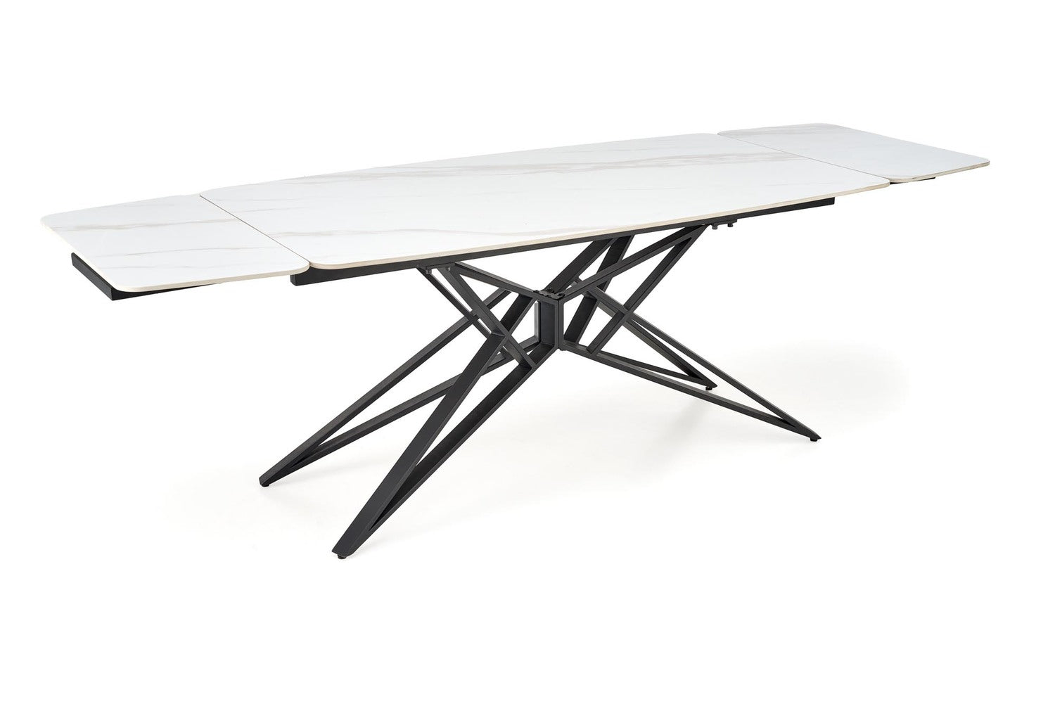 Galds Alfer 160-240/91/76 cm balts marmors/melns - N1 Home