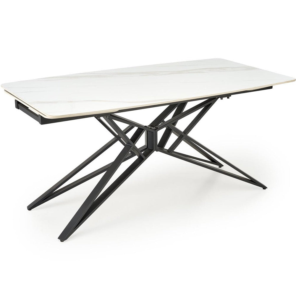 Galds Alfer 160-240/91/76 cm balts marmors/melns - N1 Home