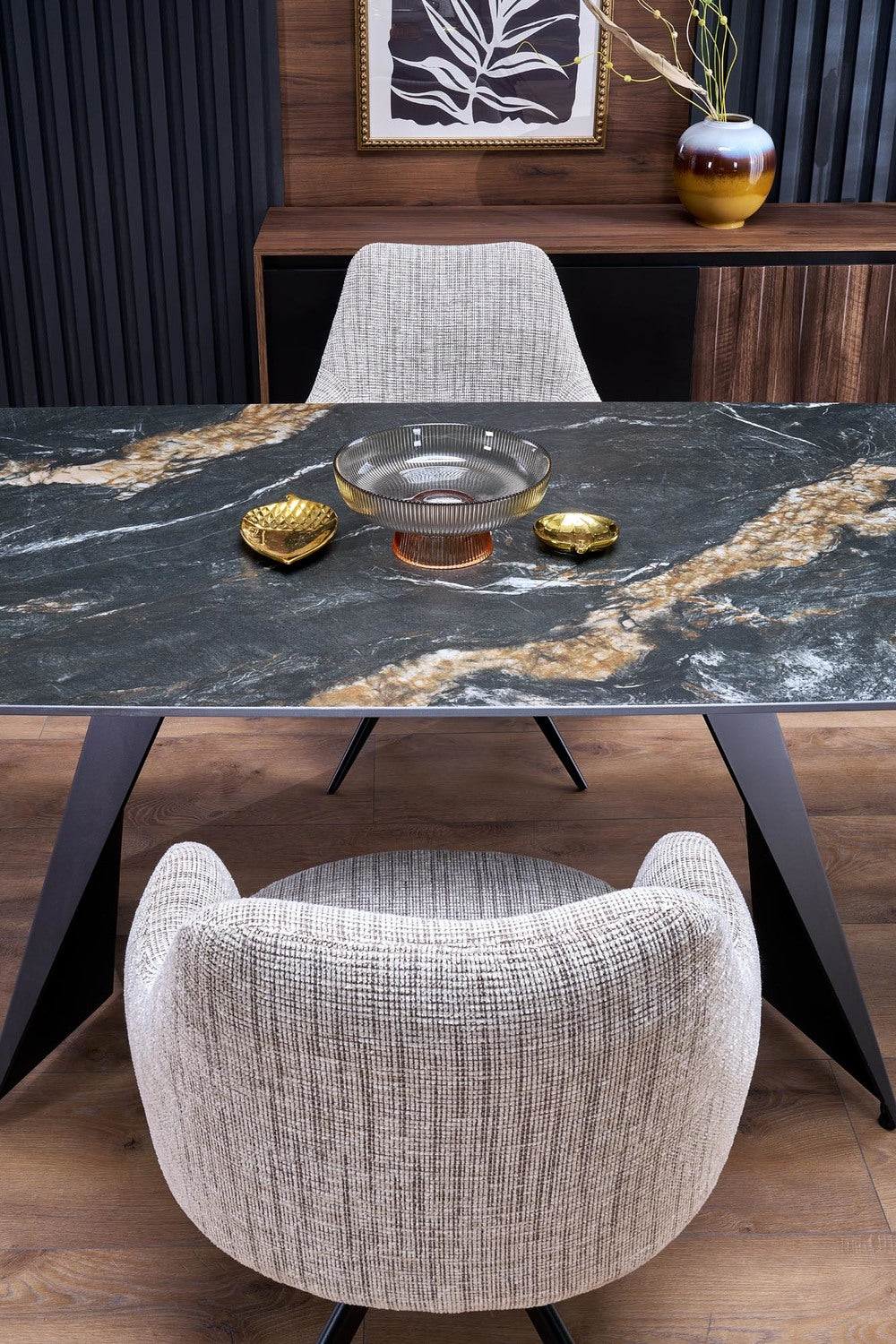 Galds Armini 165/90/77 cm marmors/melns - N1 Home