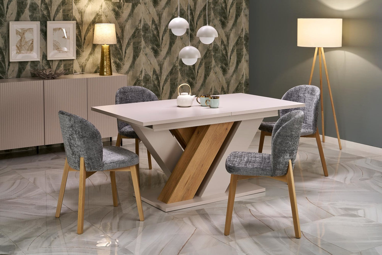 Galds Brans 160/90/77 cm kremonas ozols/kašmirs - N1 Home