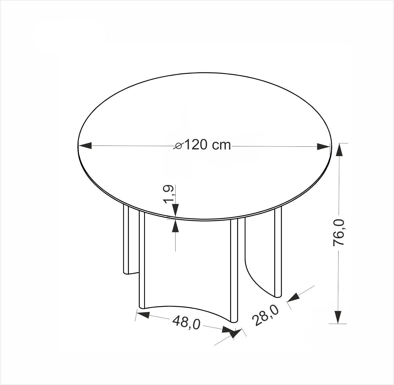 Galds Calvado 120/76 cm valrieksts - N1 Home