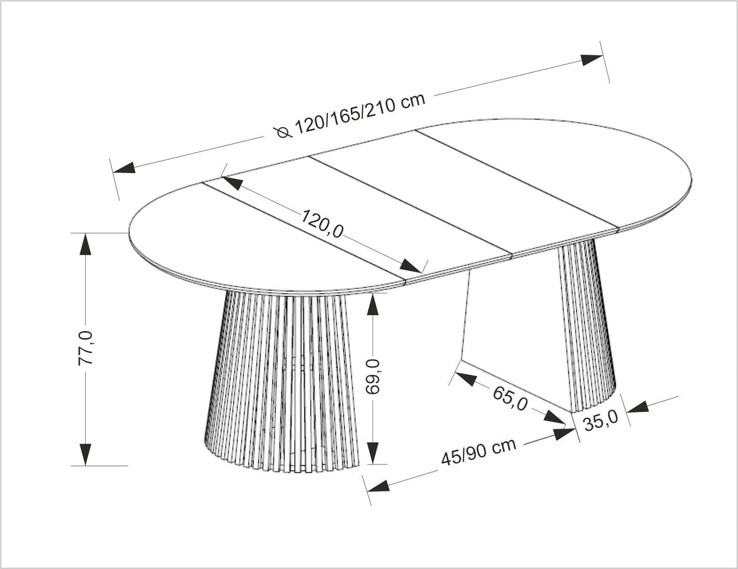 Galds Faroi 120/120/77 cm dabīgs - N1 Home