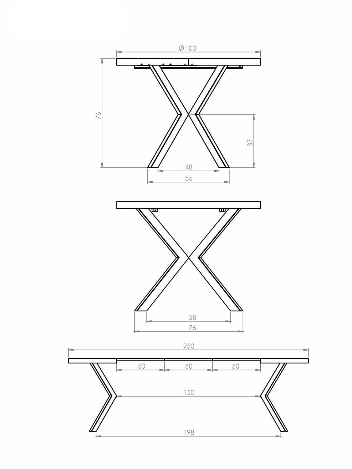Galds Pero 100/75 cm valrieksts/melns - N1 Home
