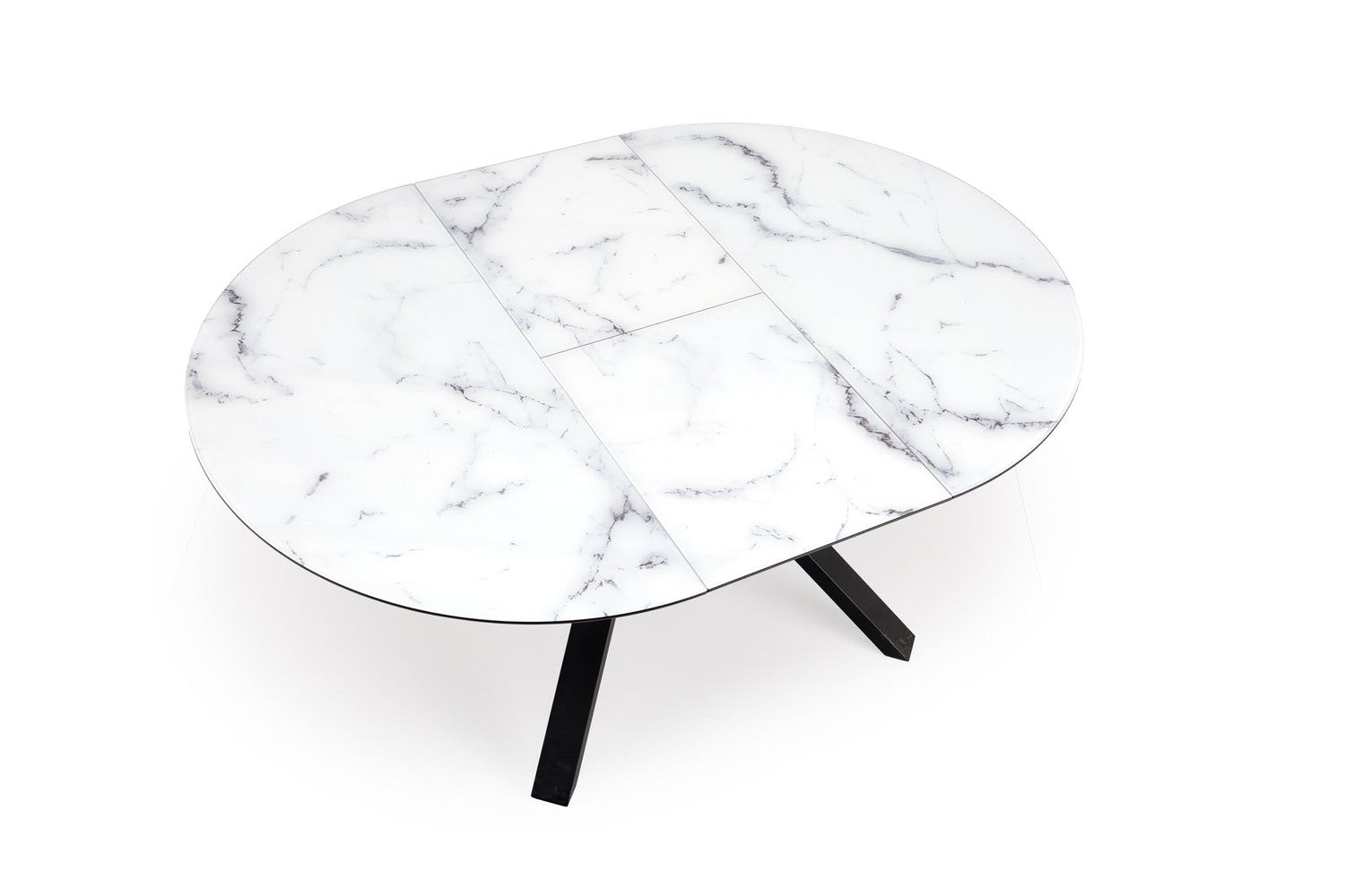 Galds Verti 130/130/76 cm balts marmors/melns - N1 Home