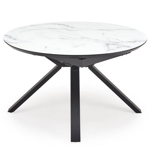 Galds Verti 130/130/76 cm balts marmors/melns - N1 Home