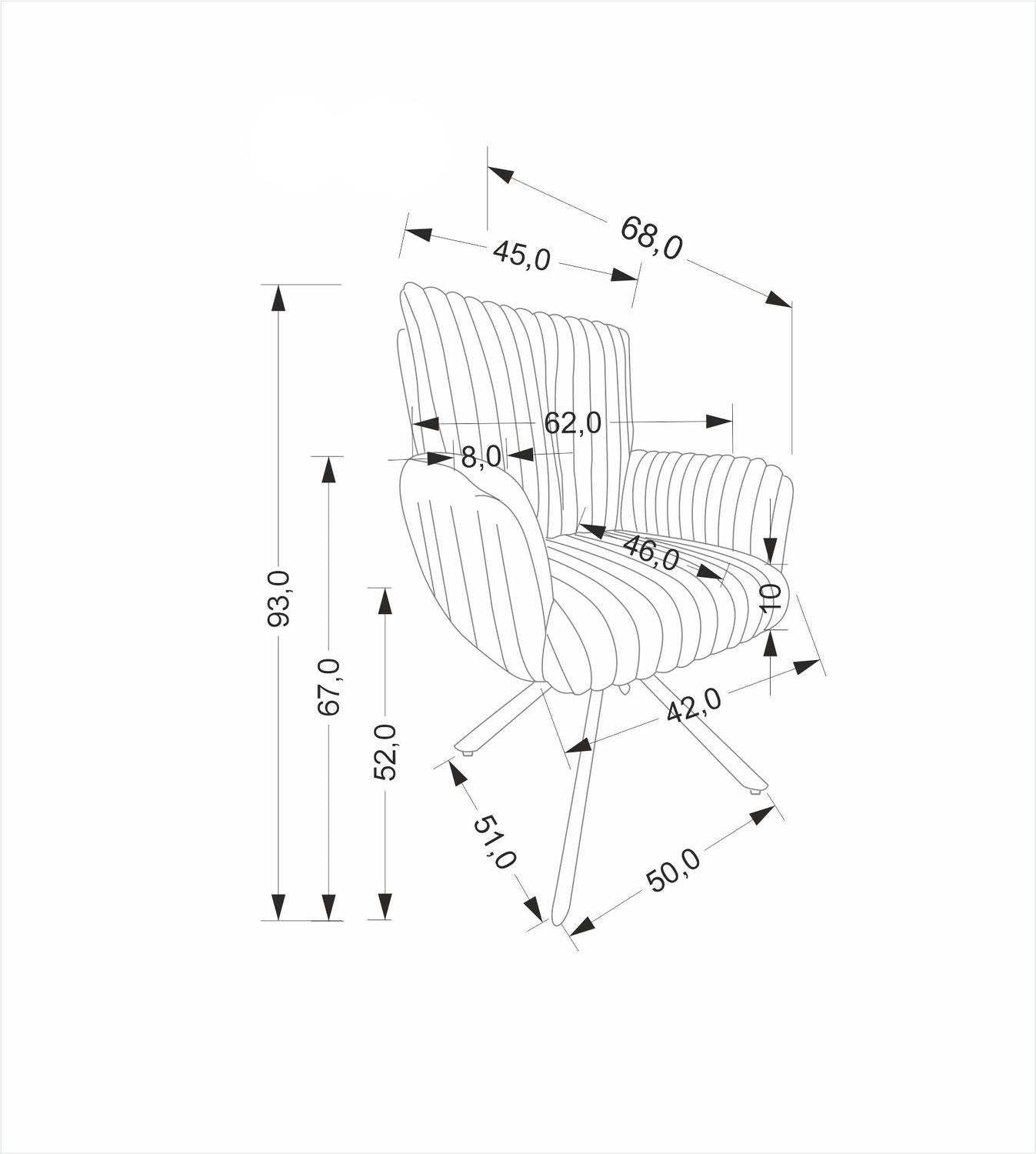 Krēsls Lido 62/68/93/52 cm pelēks - N1 Home