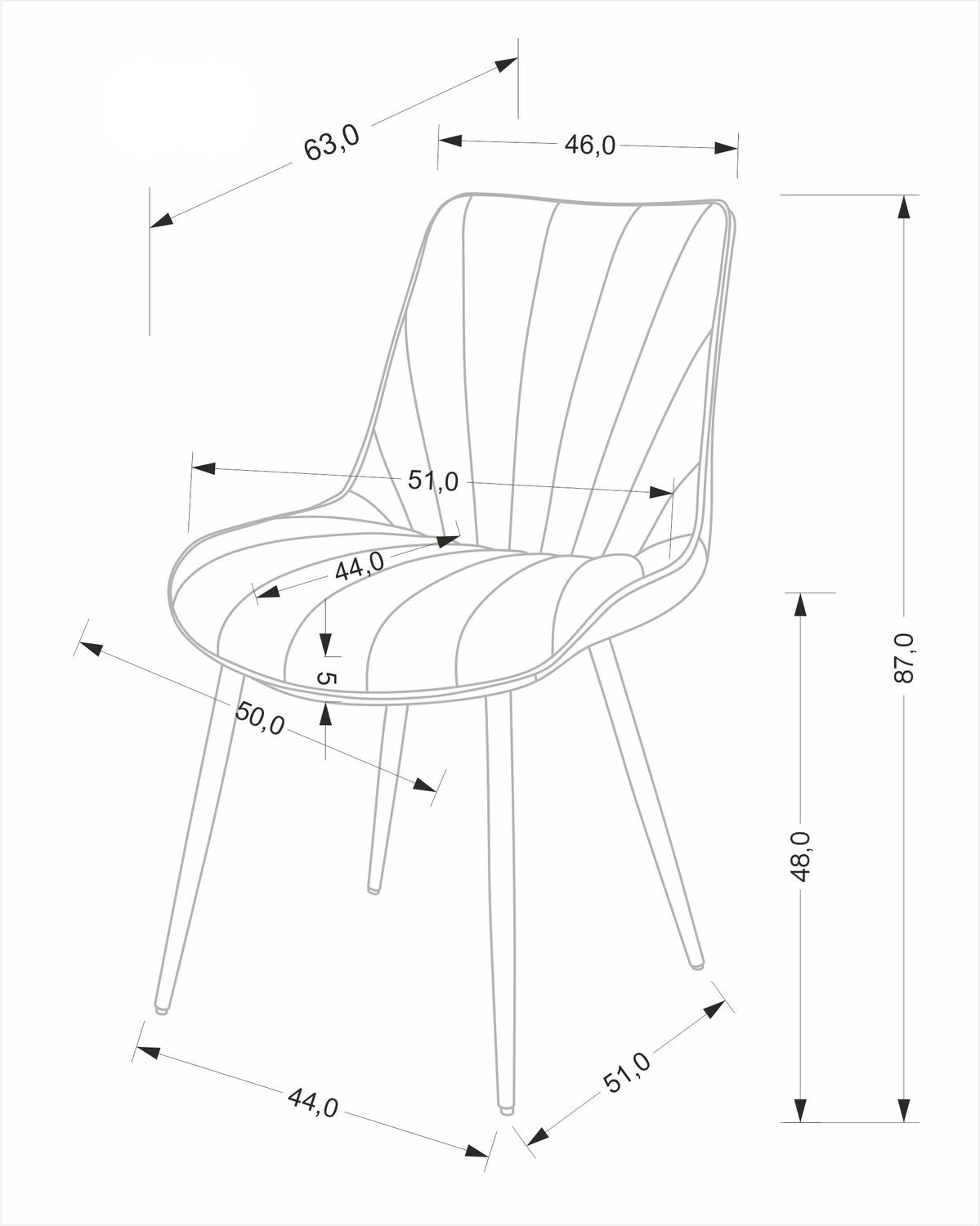 Krēsls Mariv 50/63//87/48 cm pelēks - N1 Home