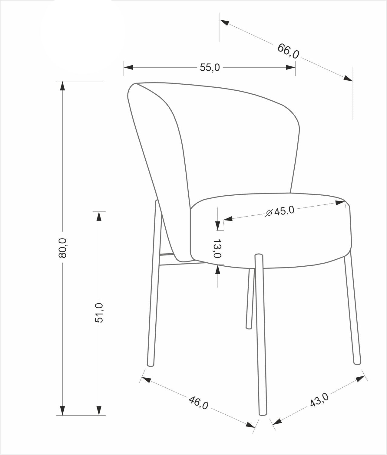 Krēsls Bloom 55/66/80/51 cm pelēks - N1 Home