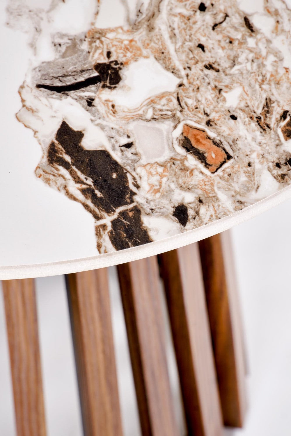 Kafijas galds Karin 50/51;  80/46 cm valrieksts/bēšs marmors - N1 Home