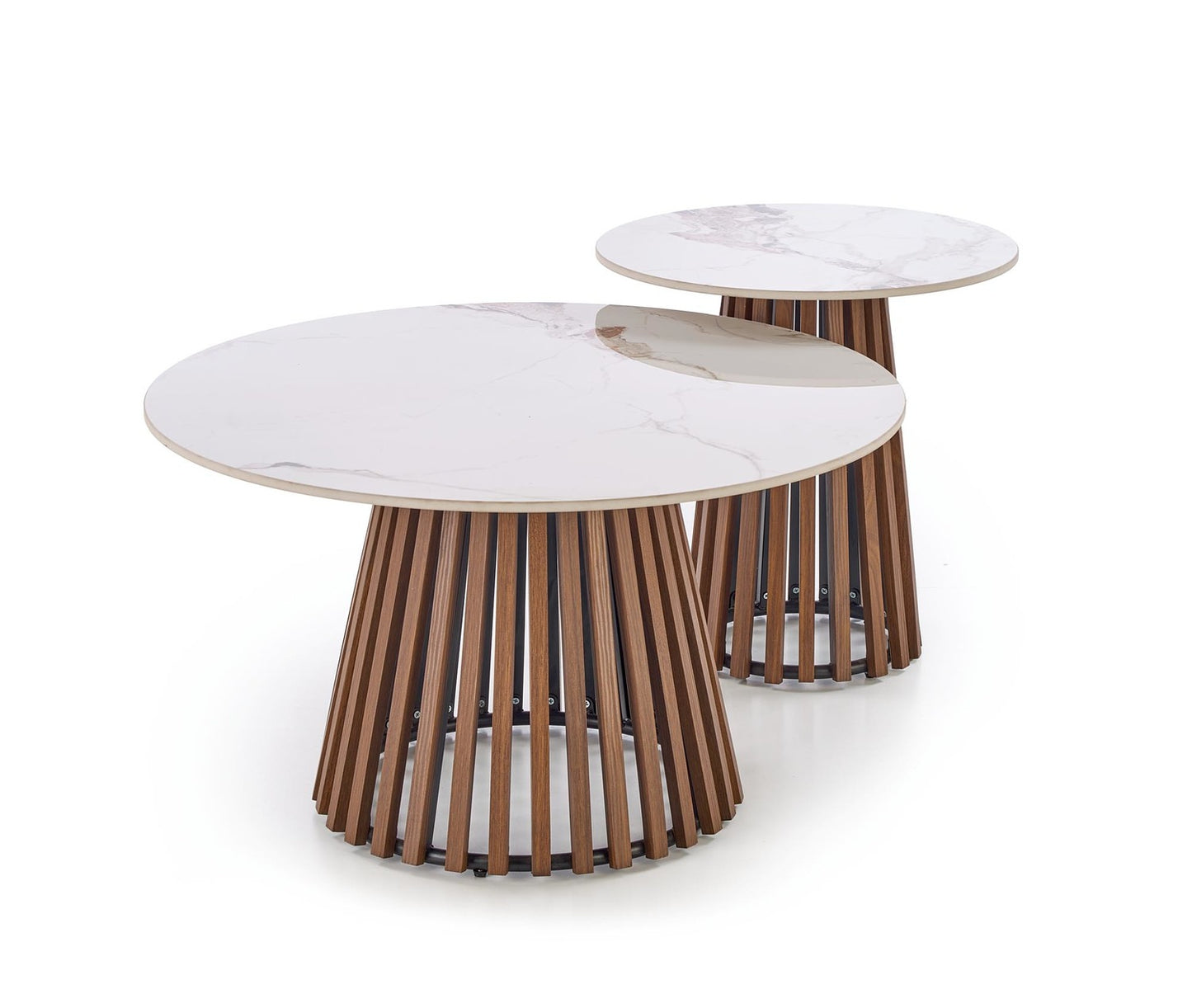 Kafijas galds Karin 50/51;  80/46 cm valrieksts/bēšs marmors - N1 Home