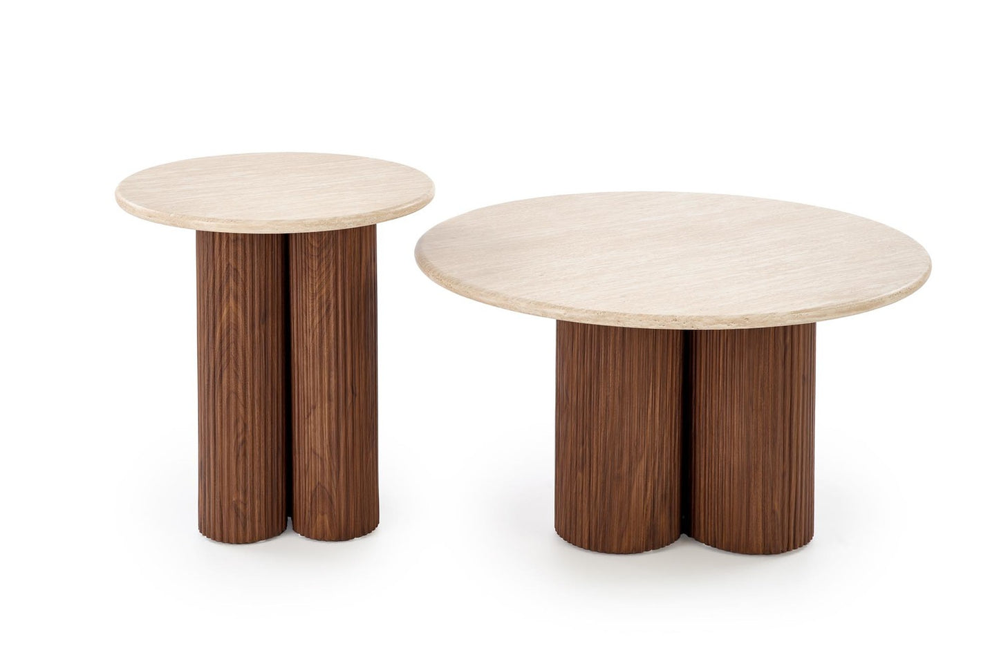 Kafijas galds Dori 50/56; 80/46 cm valrieksts/ travertīns - N1 Home