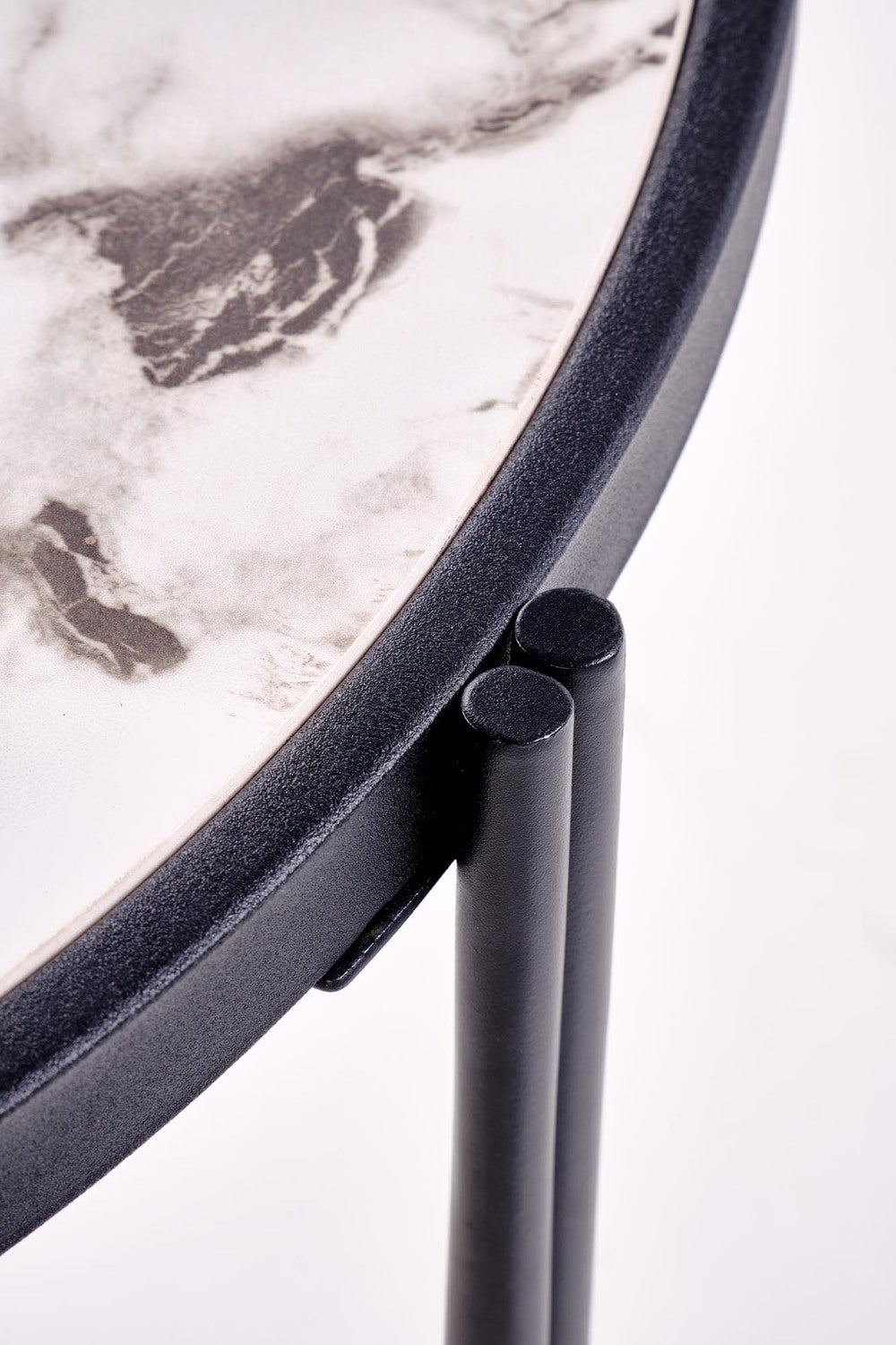 Kafijas galds (2) Fati 63/50 cm un 48/43 cm balts marmors/melns - N1 Home