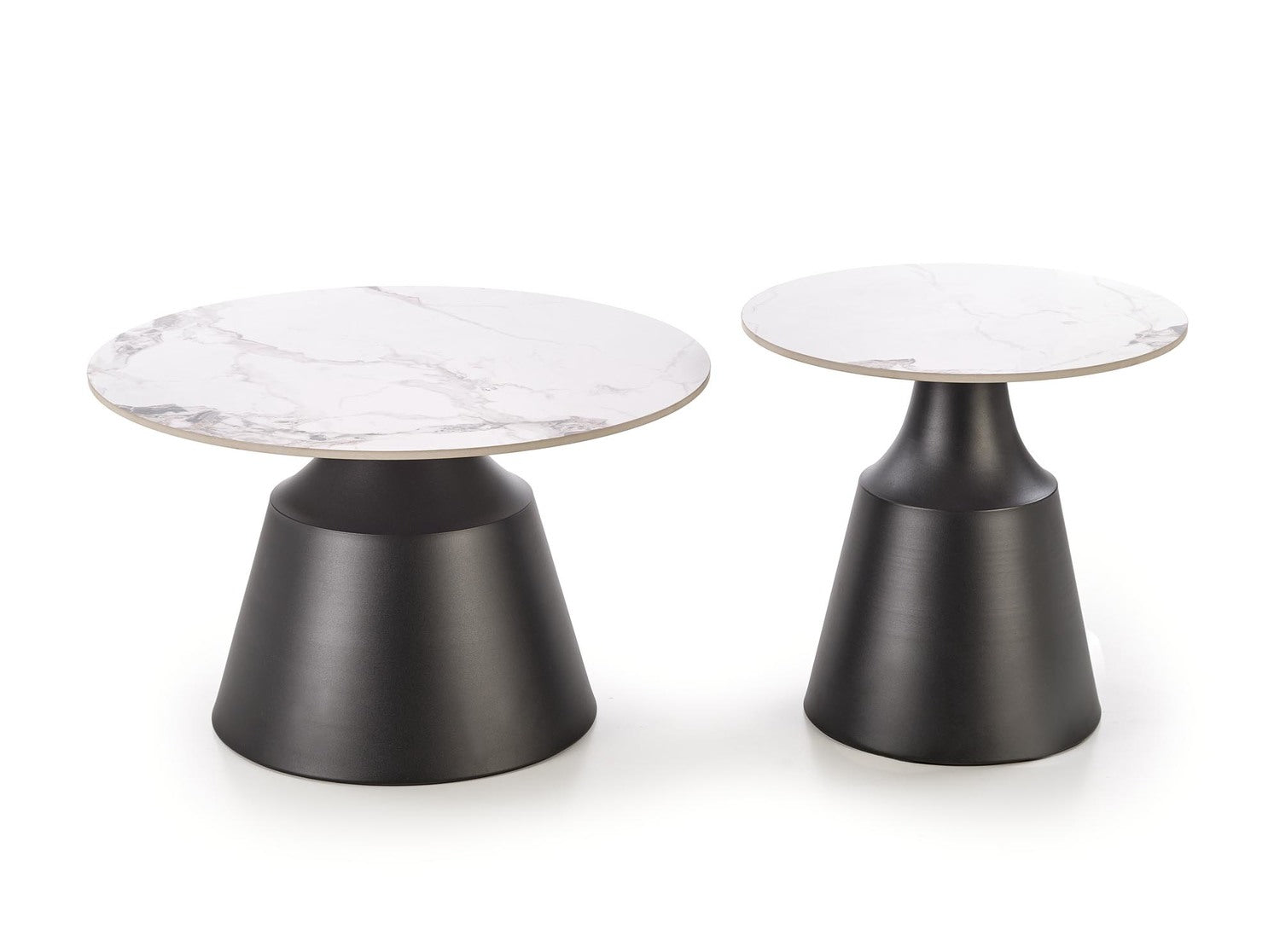 Kafijas galds(2) Magis 70/43 un 50/48 cm balts marmors/melns - N1 Home