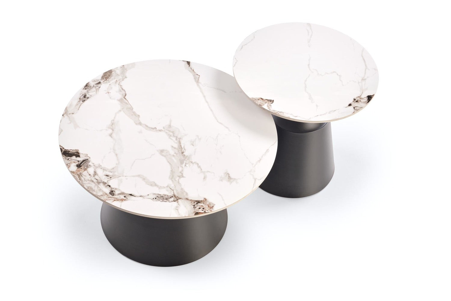 Kafijas galds(2) Magis 70/43 un 50/48 cm balts marmors/melns - N1 Home