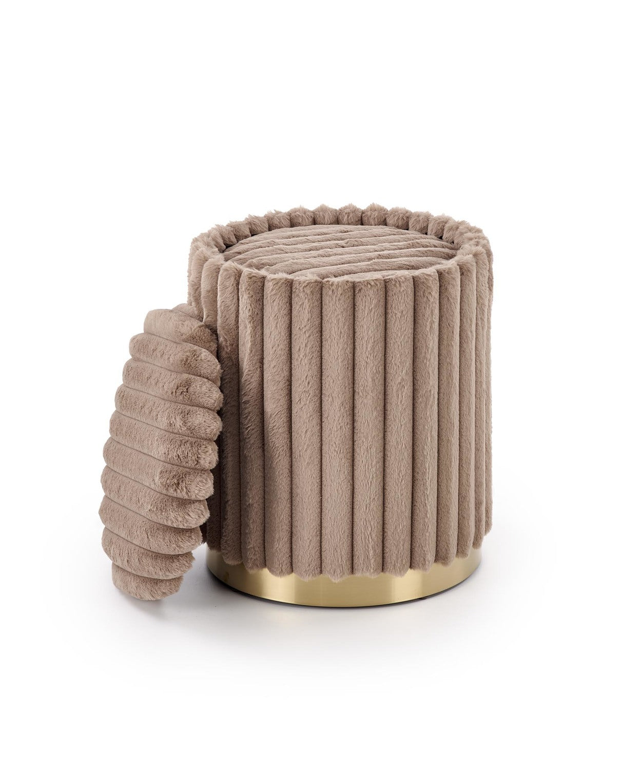 Pufs Fids (2) 36/44 un 31/38 cm kapučīno/zelts - N1 Home