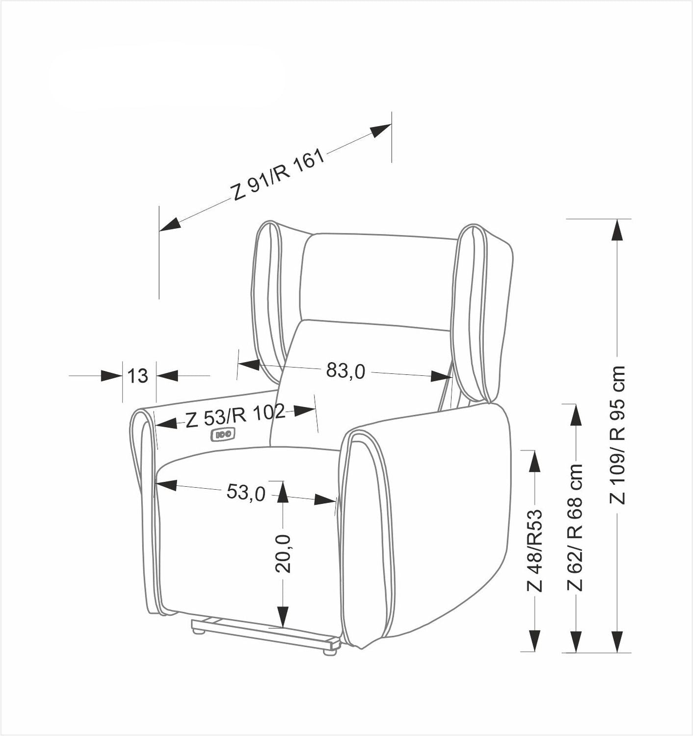 Krēsls Gela 161/109/48 cm pelēks - N1 Home