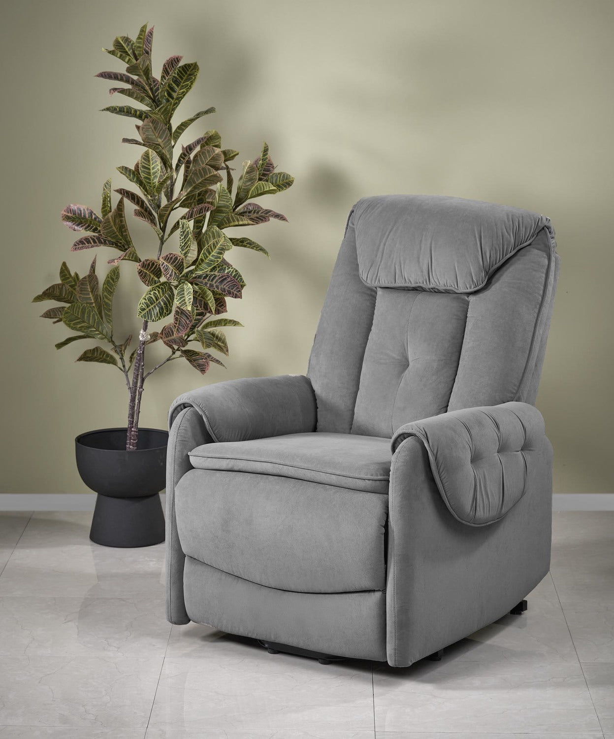 Atpūtas krēsls ar elektrisko atgāšanas funkciju Horta 97/158/53 cm pelēks