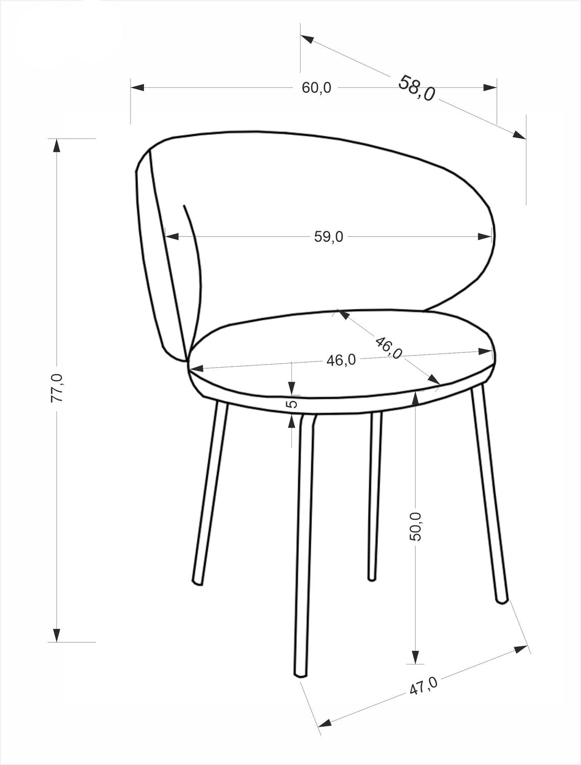 Krēsls Grozi 60/58/77/50 cm pelēks - N1 Home