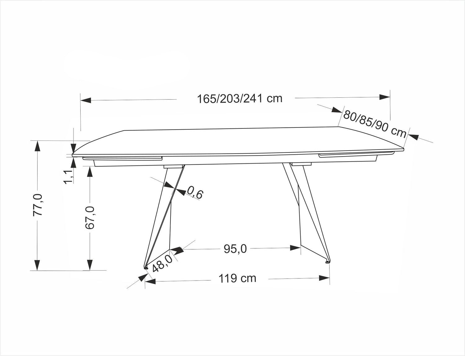 Galds Armini 165/90/77 cm marmors/melns - N1 Home