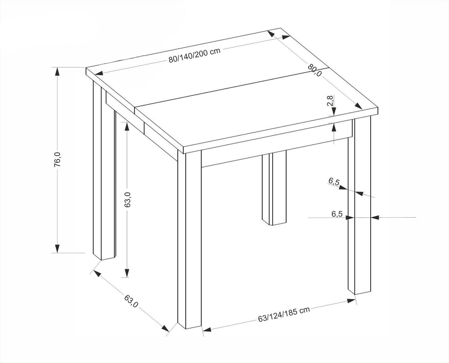 Galds Kubi 80/80/76 cm amatniecisks ozols/melns - N1 Home
