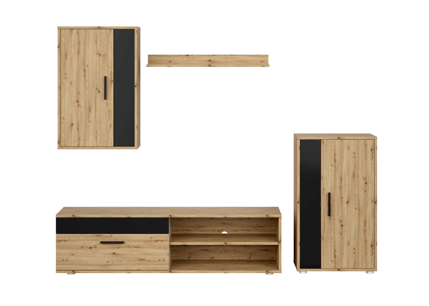 Mēbeļu komplekts Bensi 190 cm Artizan ozols/melns