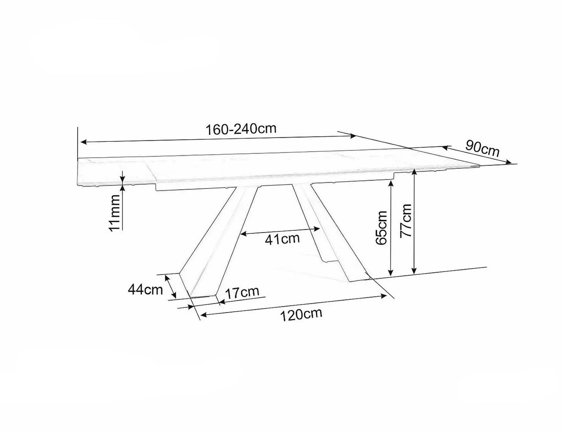 Galds Vikto  77/90/160 - 240 cm brūna / matēta melna - N1 Home