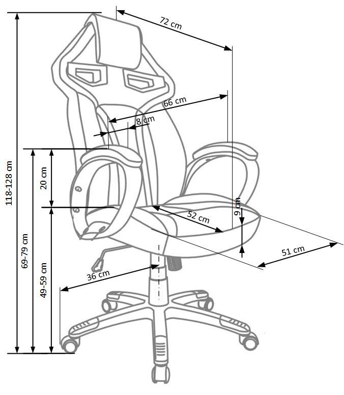 Krēsls Hon 62/64/118-128/49-59 cm melns/sarkans