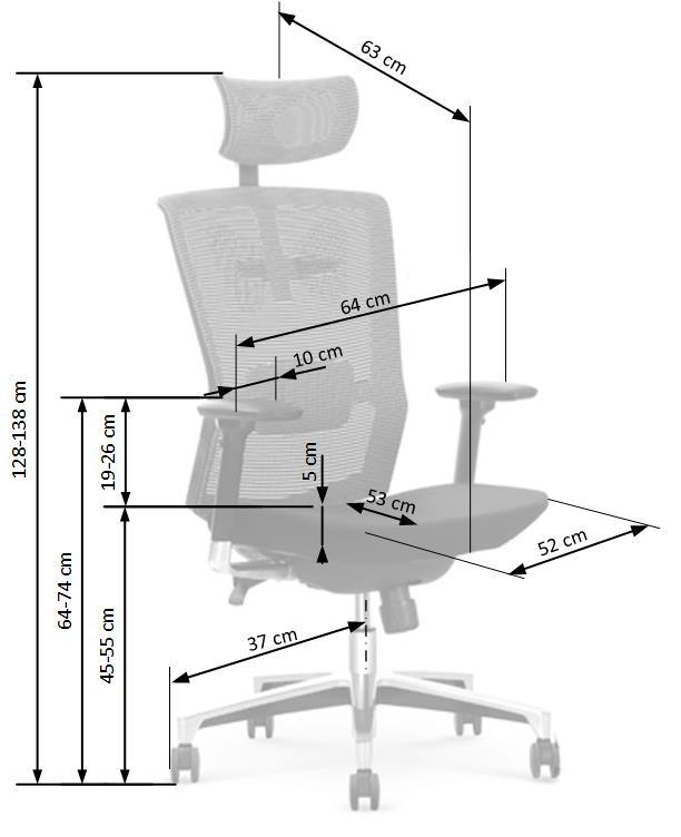 Krēsls Amb 64/63/128 -138/45-55 cm melns/pelēks