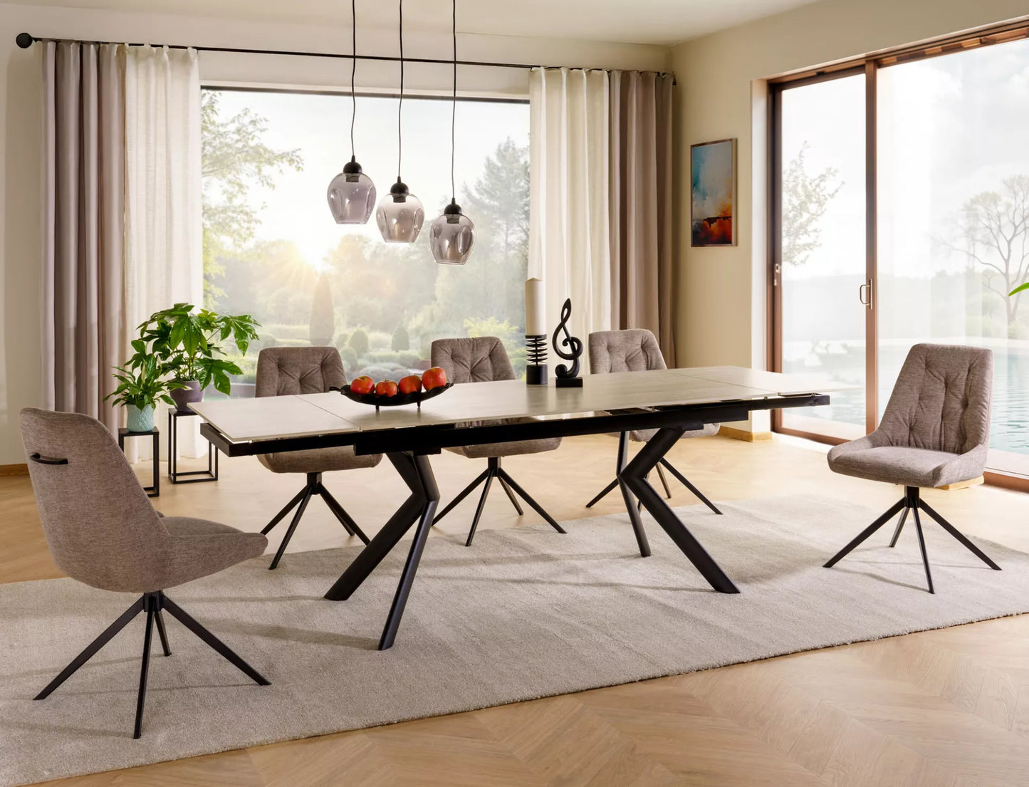 Galds Nort 75/90/160 cm bēšs - N1 Home