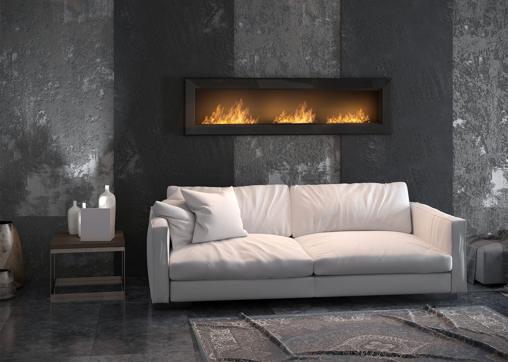 Biokamīns Frams 1800 180/49/20 cm melns - N1 Home