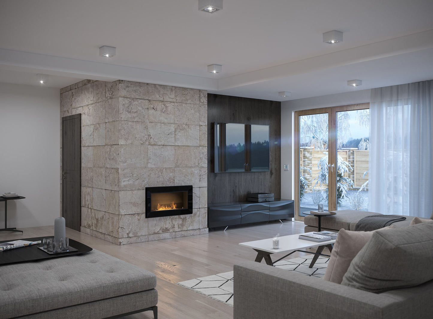 Biokamīns Frams 900 90/49/18 cm melns - N1 Home