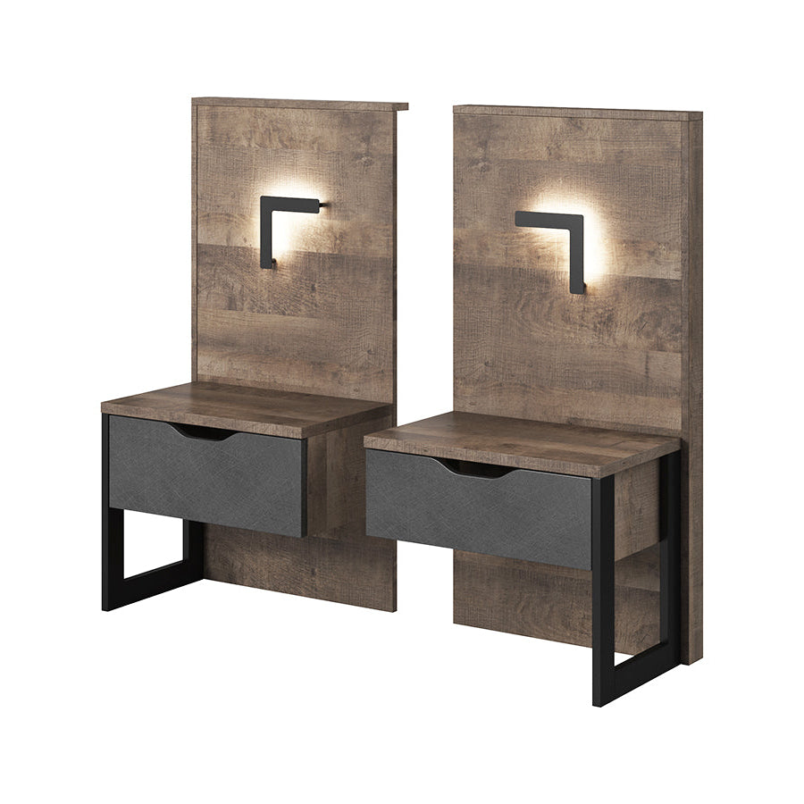 Naktsskapītis Ardi (2) 51/100/36 cm ozols, smilšu krāsas, grunge/matera - N1 Home