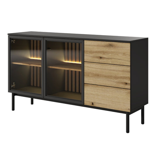 Kumode Langy 149/84/39 cm evok ozols/melns - N1 Home