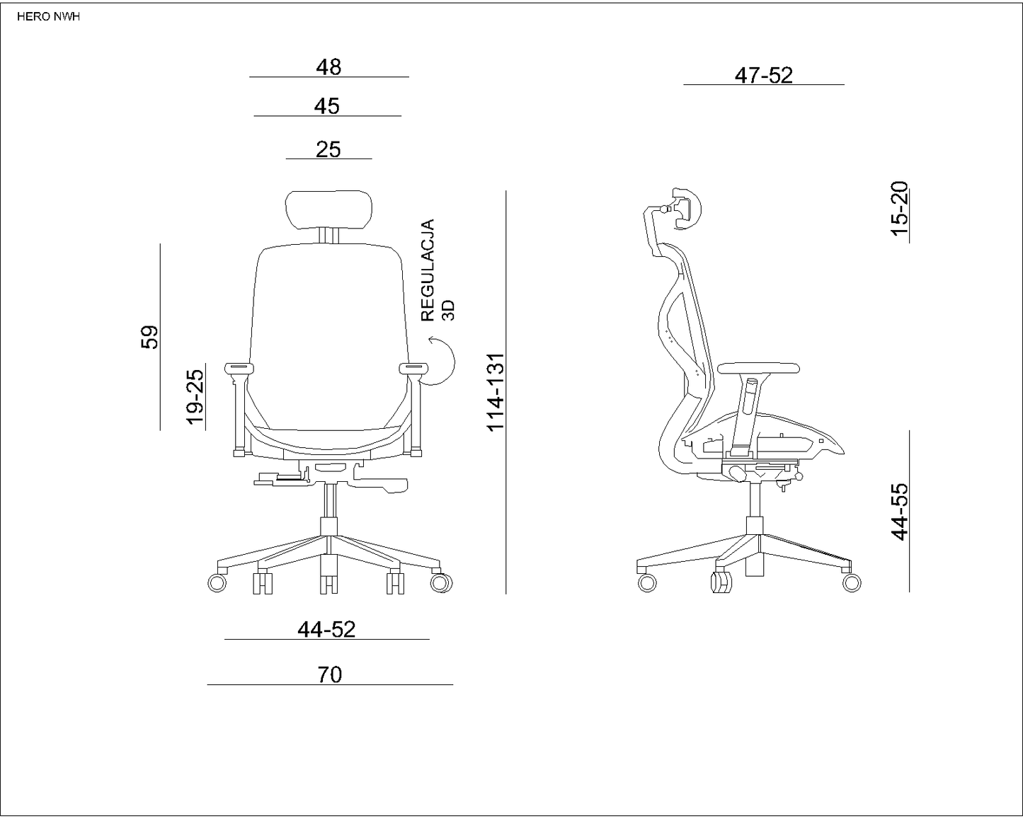 Krēsls Sfor mesh 114/69/73 cm melns - N1 Home