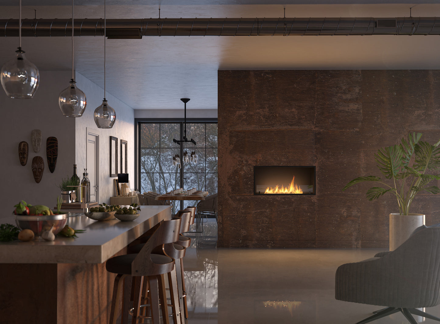 Biokamīns Slim inside Blan 84;104;124;154;204/59/25;30 cm melns - N1 Home