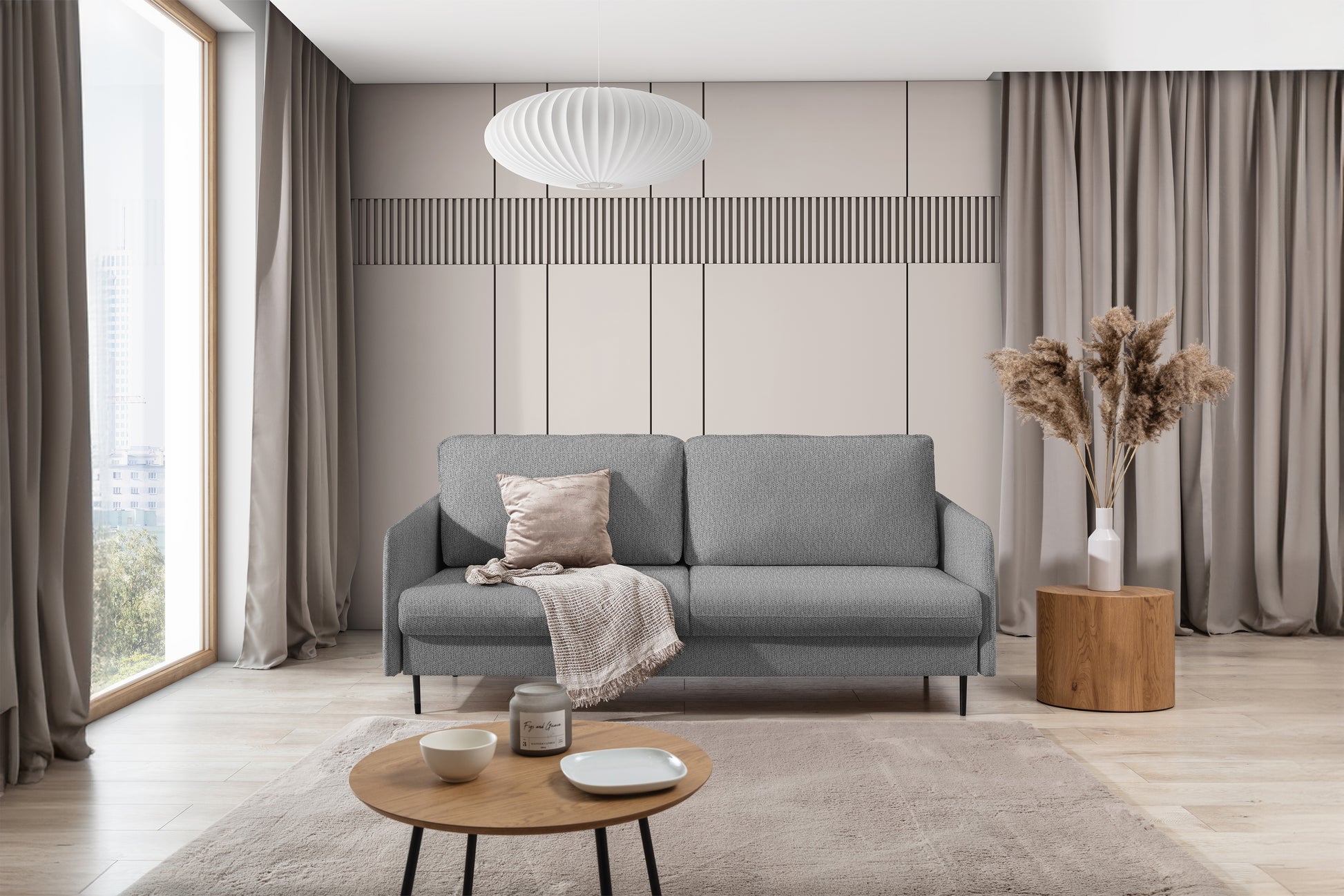 Dīvāns Tai 207/95/98 cm Gemma 86/melnas kājas - N1 Home