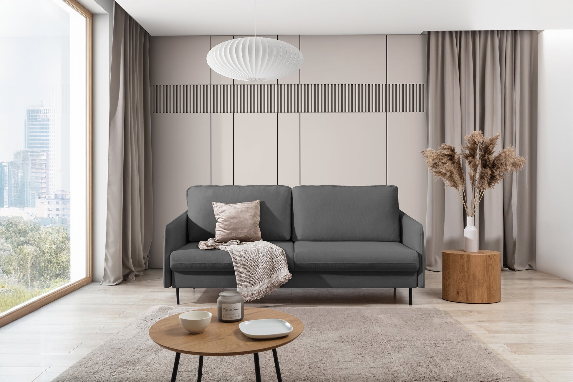 Dīvāns Tai 207/95/98 cm Velluto 18 /melnas kājas - N1 Home