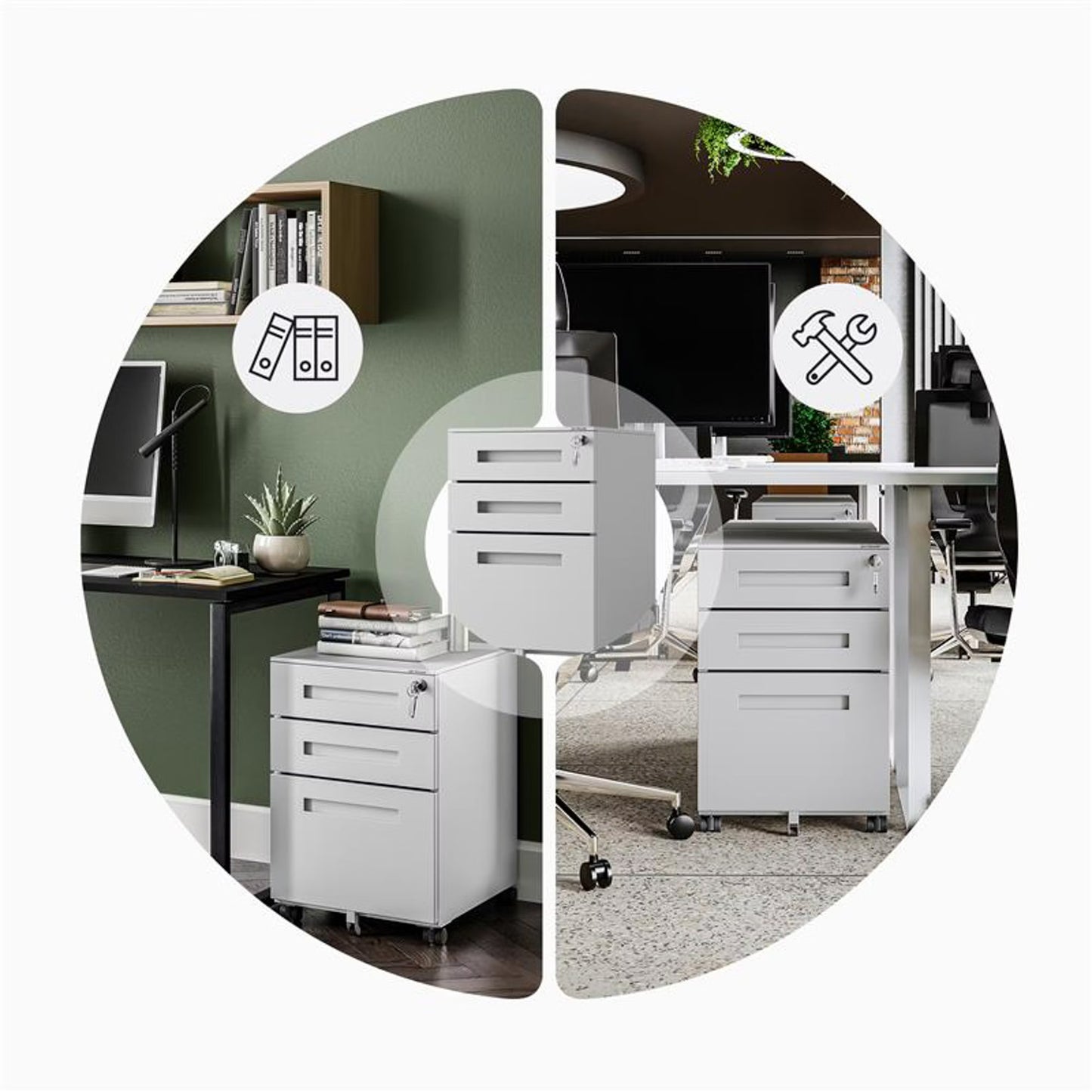 Konteiners zem rakstāmgalda Kates 39/60/50 cm pelēks - N1 Home