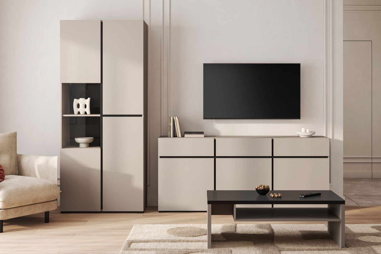 Vitrīnas skapis Krosit kolekcija 79/183/40 cm congo/melns