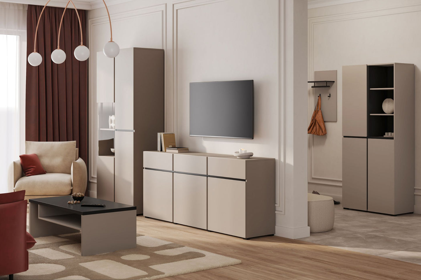 TV skapis Krosit kolekcija 180/40/48 cm congo/melns - N1 Home