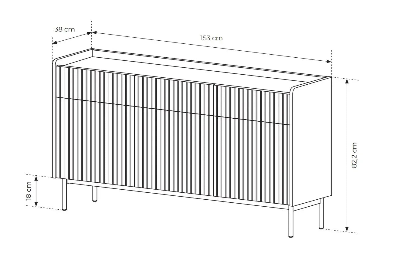 Kumode Leve 153/82/38 cm bēšš/skandi ozols - N1 Home