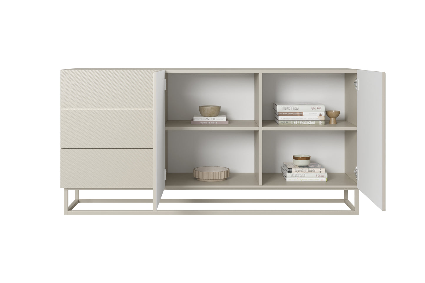 OSLO kumode un metāla kājas 167/81/43 cm kašmirs/kašmirs - N1 Home