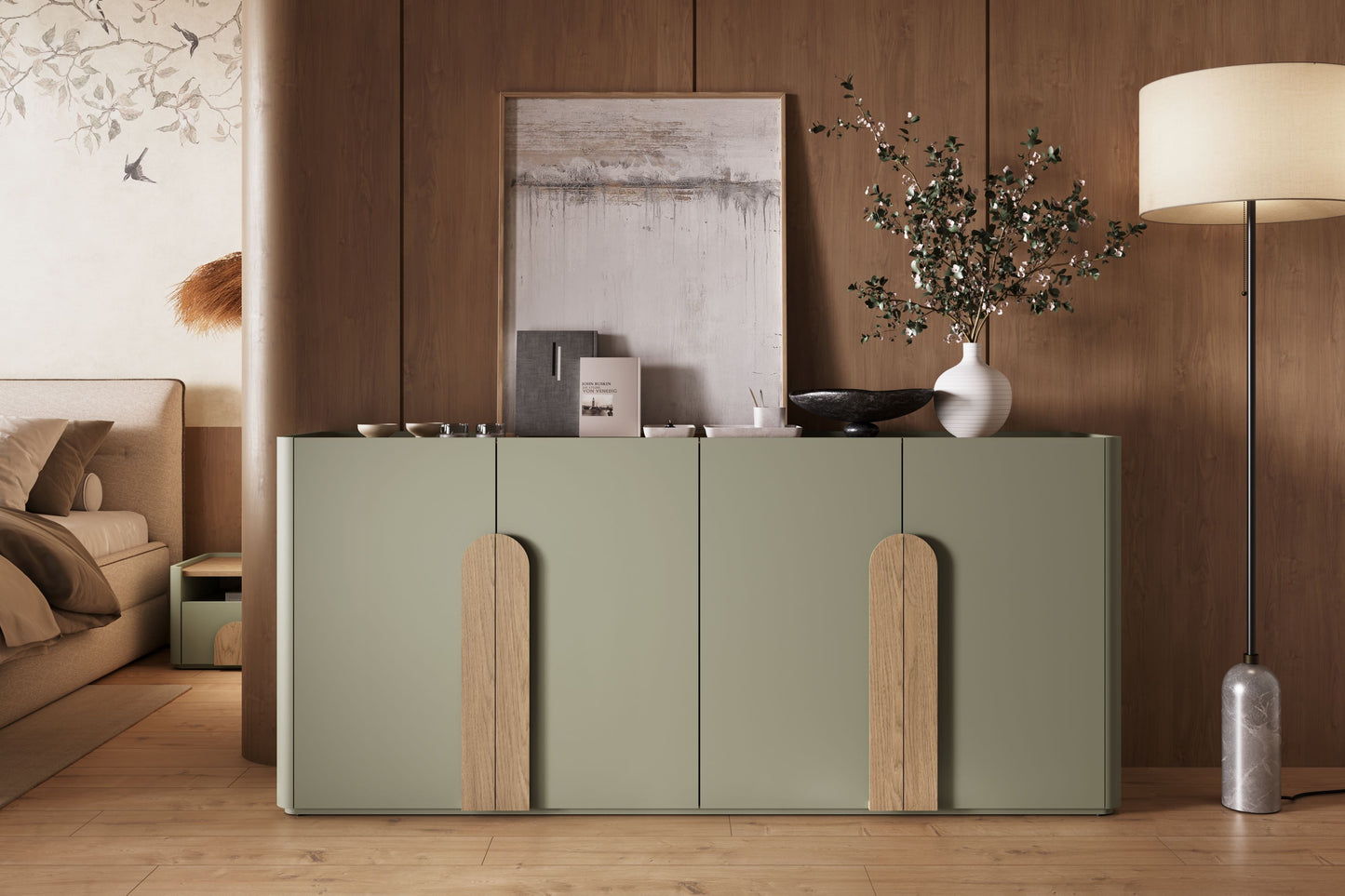 Kumode Amil 200/89/48 cm Eikalipts / Baltijas kāpu ozols / Dabīgais ozols - N1 Home