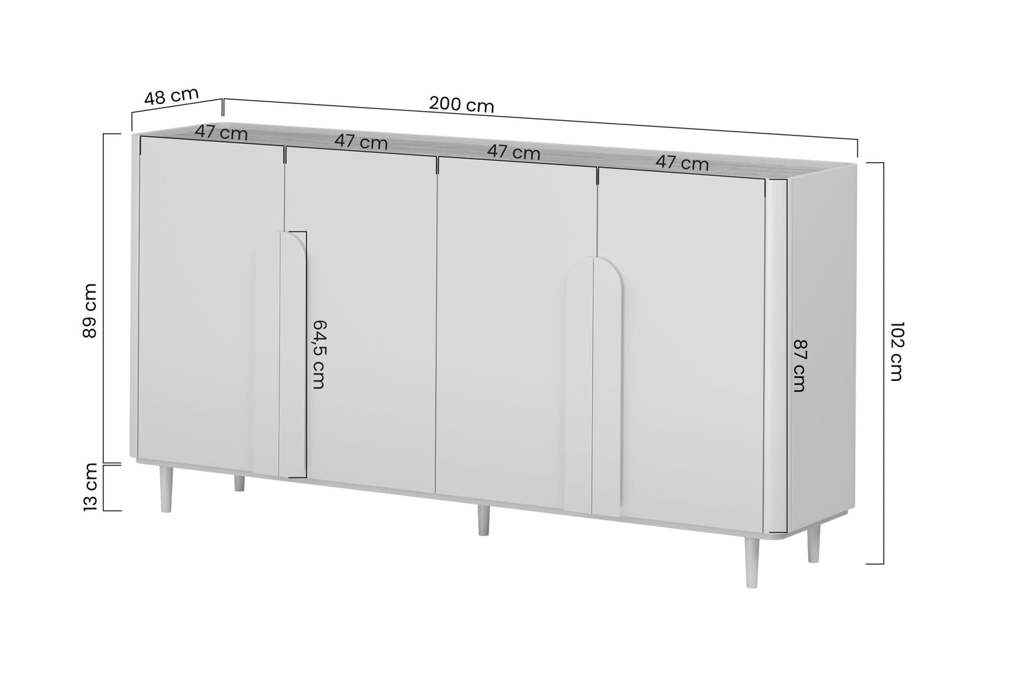 Kumode Amil 200/102/48 cm Eikalipts / Baltijas kāpu ozols / Dabīgais ozols - N1 Home