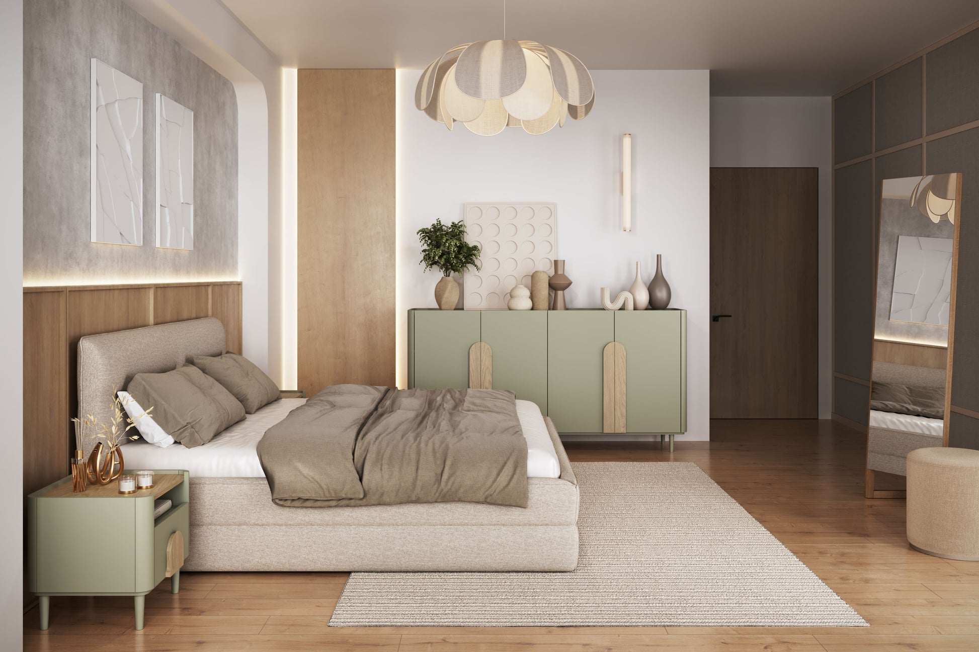 Kumode Amil 200/102/48 cm Eikalipts / Baltijas kāpu ozols / Dabīgais ozols - N1 Home