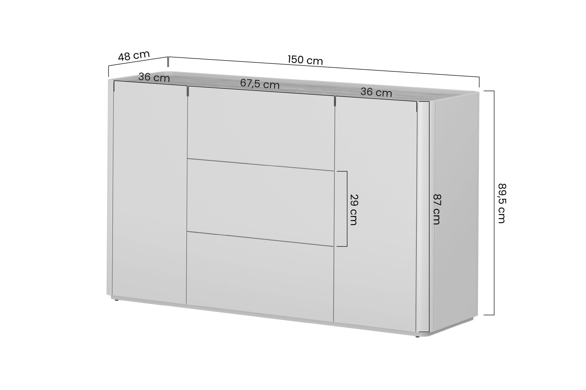 Kumode Elva 150/89.5/48 cm Eikalipts / Baltijas kāpu ozols - N1 Home