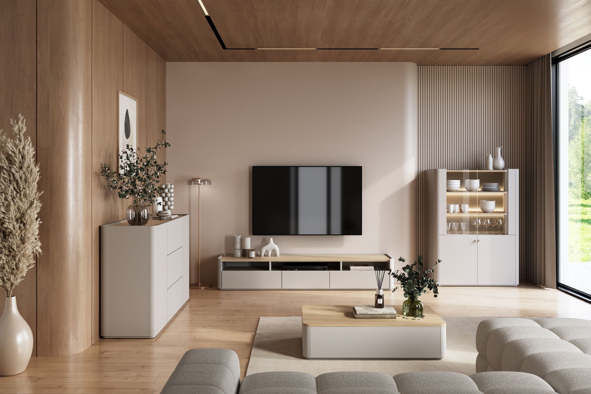 Kumode Elva 150/89.5/48 cm Kašmirs / Eļļots ozols - N1 Home