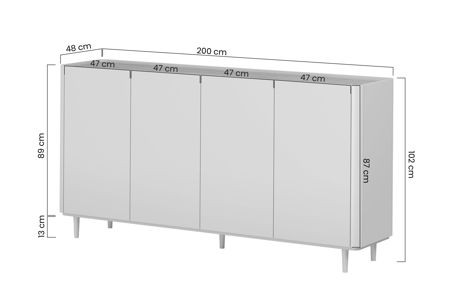 Kumode Elva 200/102/48 cm Eikalipts / Baltijas kāpu ozols - N1 Home